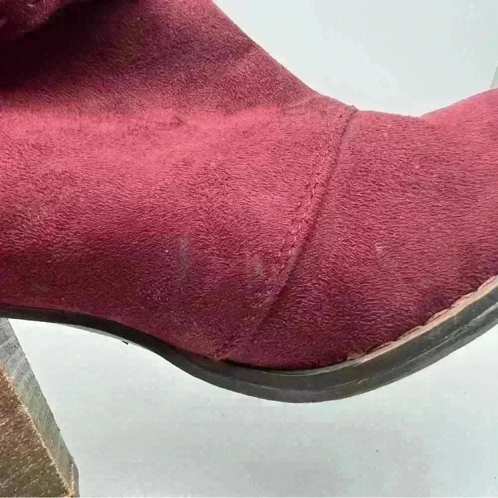 Cato Maroon Suede like Fabric Ankle Boots  Size 7